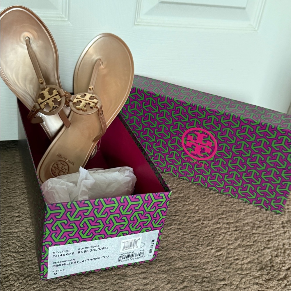 Tory Burch Rose Gold Mini Miller Sandals🔱